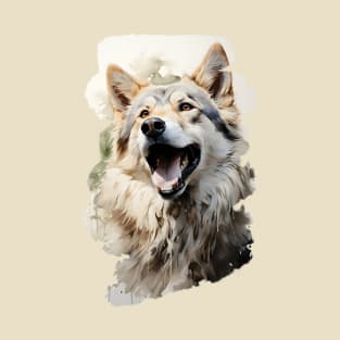 Playful Wolf: Digital Art Painting with Realistic Watercolor Style T-Shirt