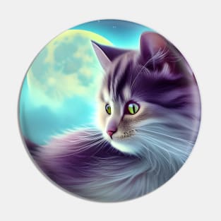 Celestial Silver Cat Pin