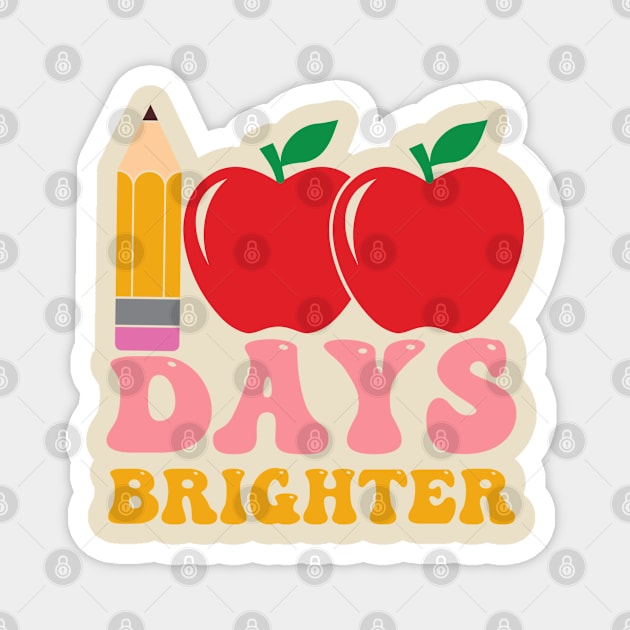 100 Days Brighter - Happy 100th Day Of School Magnet by Pop Cult Store