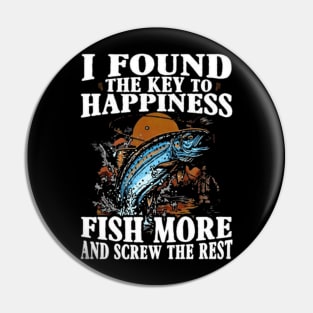 Fishing Key To Happiness Pin