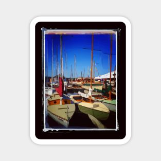 Abstract art of boats in the harbor Magnet