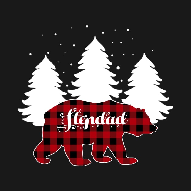 Stepdad Bear Buffalo Red Plaid Matching Family Christmas by Kagina