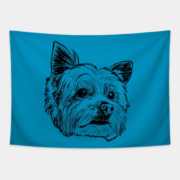 Yorkie Sketch Tapestry by Sketchy