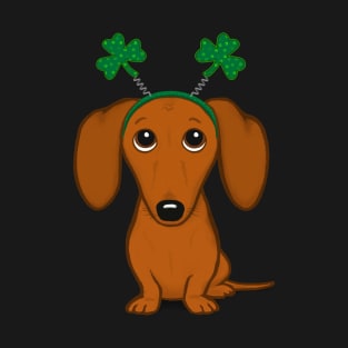 Funny Saint Patrick's Day Dog | Dachshund with Shamrocks T-Shirt