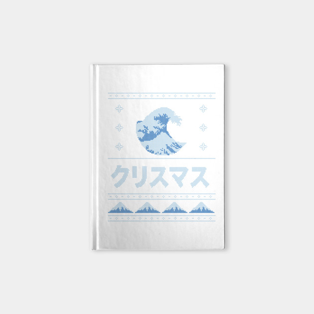Light Blue And Blue Japanese Ugly Christmas Aesthetic Great Wave Ugly Christmas Sweater Notebook Teepublic