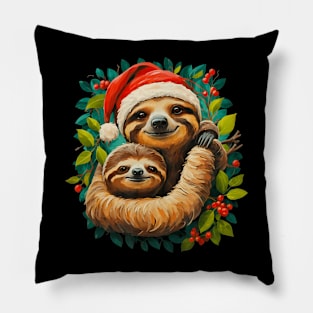 Father And Child Or Mother And Child Sloth Christmas Pillow