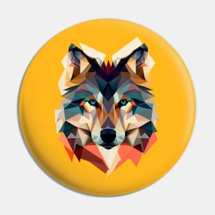 Wolf Geometric Colourful Portrait Pin