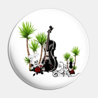 Music, black violin and palm trees Pin