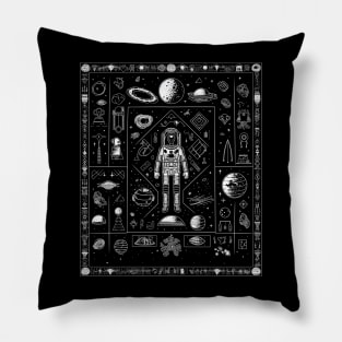 Alien Astronaut Esoteric Symbols - Cosmic Extraterrestrial Design Pillow