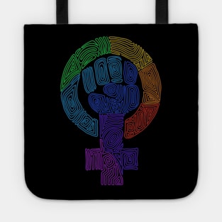 Rainbow Swirls Feminist Symbol Tote