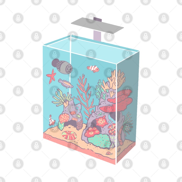 Isometric Coral Reef Tank with Fish by narwhalwall