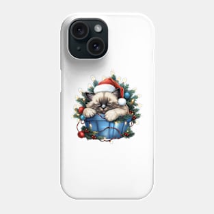 Lazy Siamese Cat At Christmas Phone Case