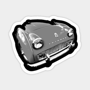 Triumph TR3 British 1950s classic car front quarter monochrome Magnet