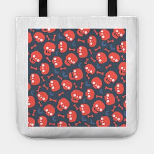 An red and blue halloween skeleton pattern (halloween, witch, spooky, ghost, cat, cute, witchy, skeleton, creepy, halloween, goth, horror) Tote