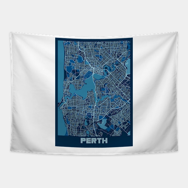 Perth - Australia Peace City Map Tapestry by tienstencil