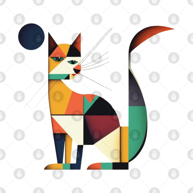 Geometric Cats Colorful Abstract Design by PlayfulPrints