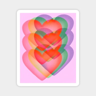 Rainbow Retro Hearts 70s Pink Cute Magnet