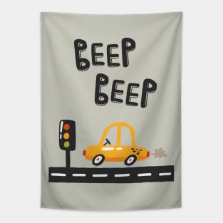 Beep Beep Traffic Light Car Tapestry