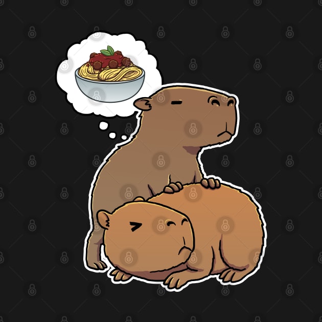 Capybara thinking about Spaghetti Meatballs by capydays