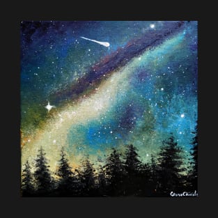 Nightscape with forest and milky way T-Shirt