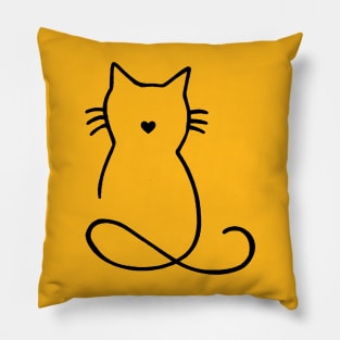 Kitty Outline Black Pillow