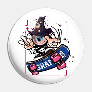 Playing card Witch Jack Graffiti Street Art Pin