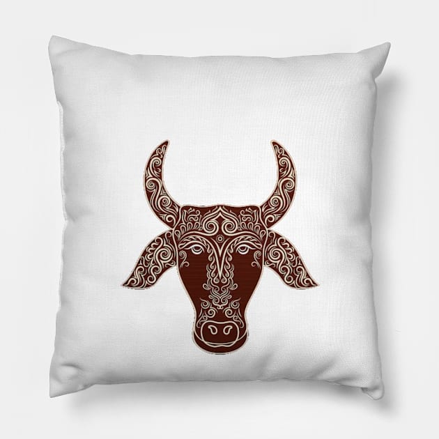 Cow  head Design Pillow by a2nartworld