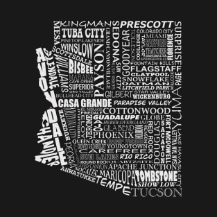 Arizona (cities and towns, white) T-Shirt