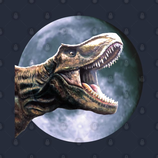 T-Rex and the Moon Design by SPACE ART & NATURE SHIRTS 