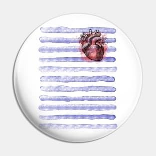 striped heart Pin