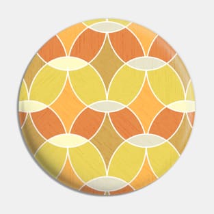 Retro Orange Tile Pattern Pin