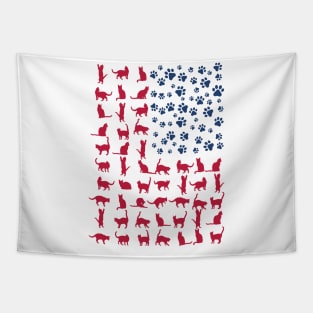 Cat Flag America USA Tapestry