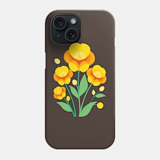Yellow Buttercup Flowers Retro Boho Phone Case