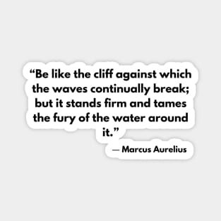 “Be like the cliff against which the waves continually break; but it stands firm and tames the fury of the water around it.” Marcus Aurelius Magnet