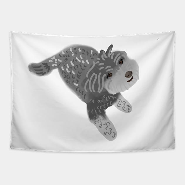 Cute Grey Color Maltipoo Dog Tapestry by PatternbyNOK