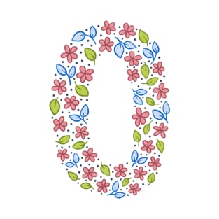 Floral Monogram Letter O - pink and blue T-Shirt