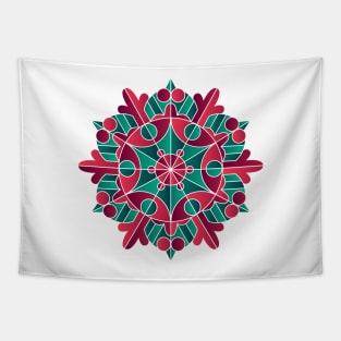 Poinsettia Mandala Snowflake Geometric Design Tapestry