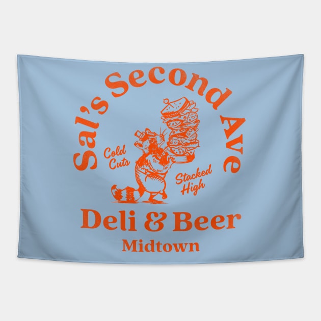 "Sal's Second Ave Deli & Beer" Cool New York Style Deli Art Tapestry by The Whiskey Ginger