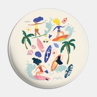 Surfing Girl Pin