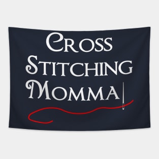 Cross Stitching Momma White Text Tapestry