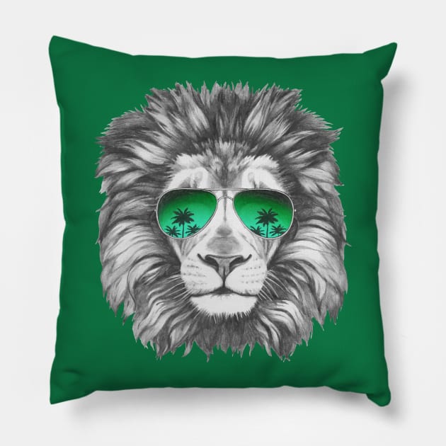 Lion with sunglasses Pillow by AnimalsFashion