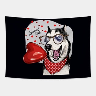 siberian husky spread love Tapestry