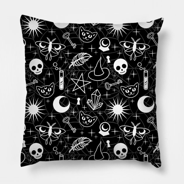 Witchy Cute Pattern Pillow by Ellador