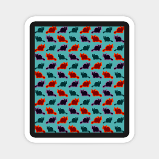 Cute cat pattern-in blue Magnet