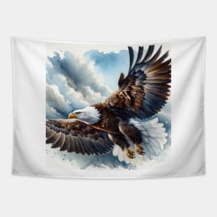 Sovereign Skies: Majestic Bald Eagle Watercolor Tapestry