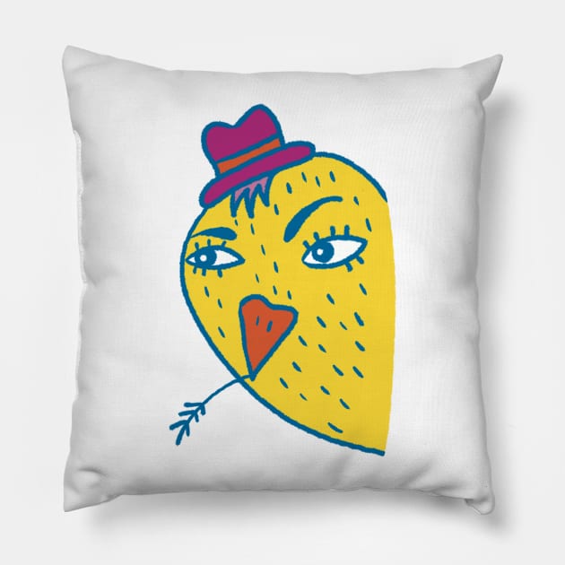 Yellow bird Pillow by Douwannart