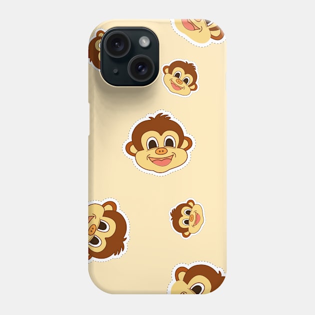 Cute Monkey Cutout Pattern Phone Case by POD-of-Gold