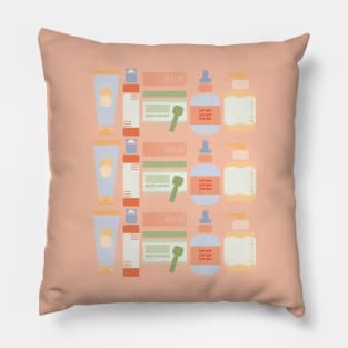 Skincare Essentials Pattern (Pink Version) Pillow