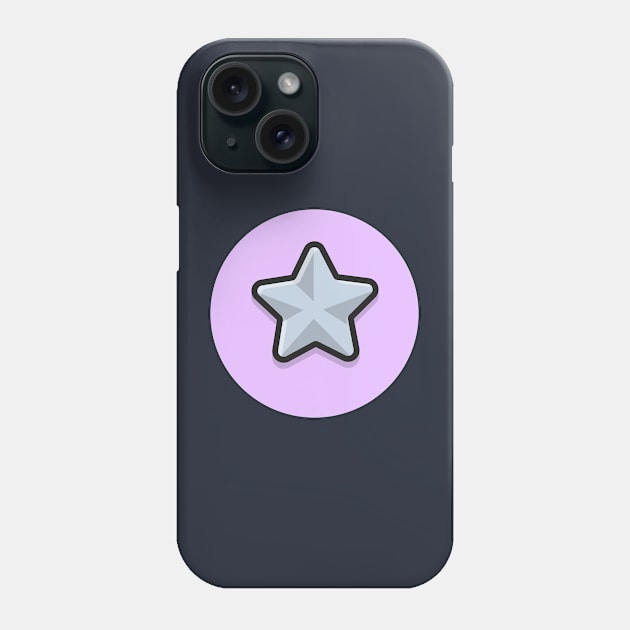 Silver Star Cartoon Vector Icon Illustration Phone Case by Catalyst Labs