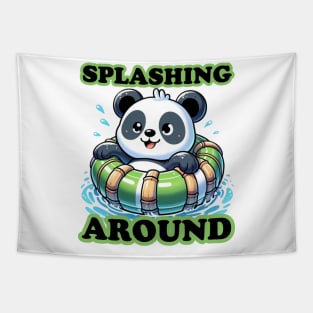 Panda Pool Party - Splashing Around Cute Summer Tee Tapestry